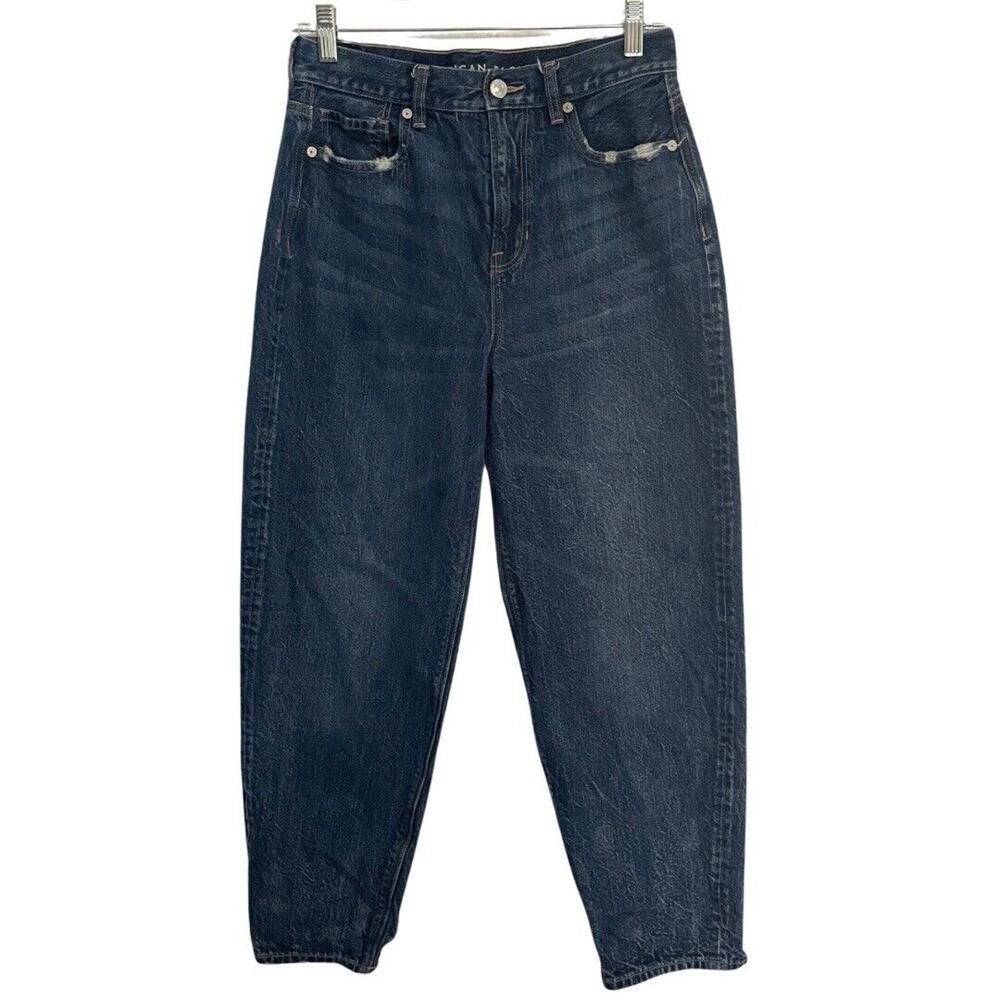American Eagle RELAXED MOM JEANS Womens 4R Blue Dark Wash High Rise 100% Cotton